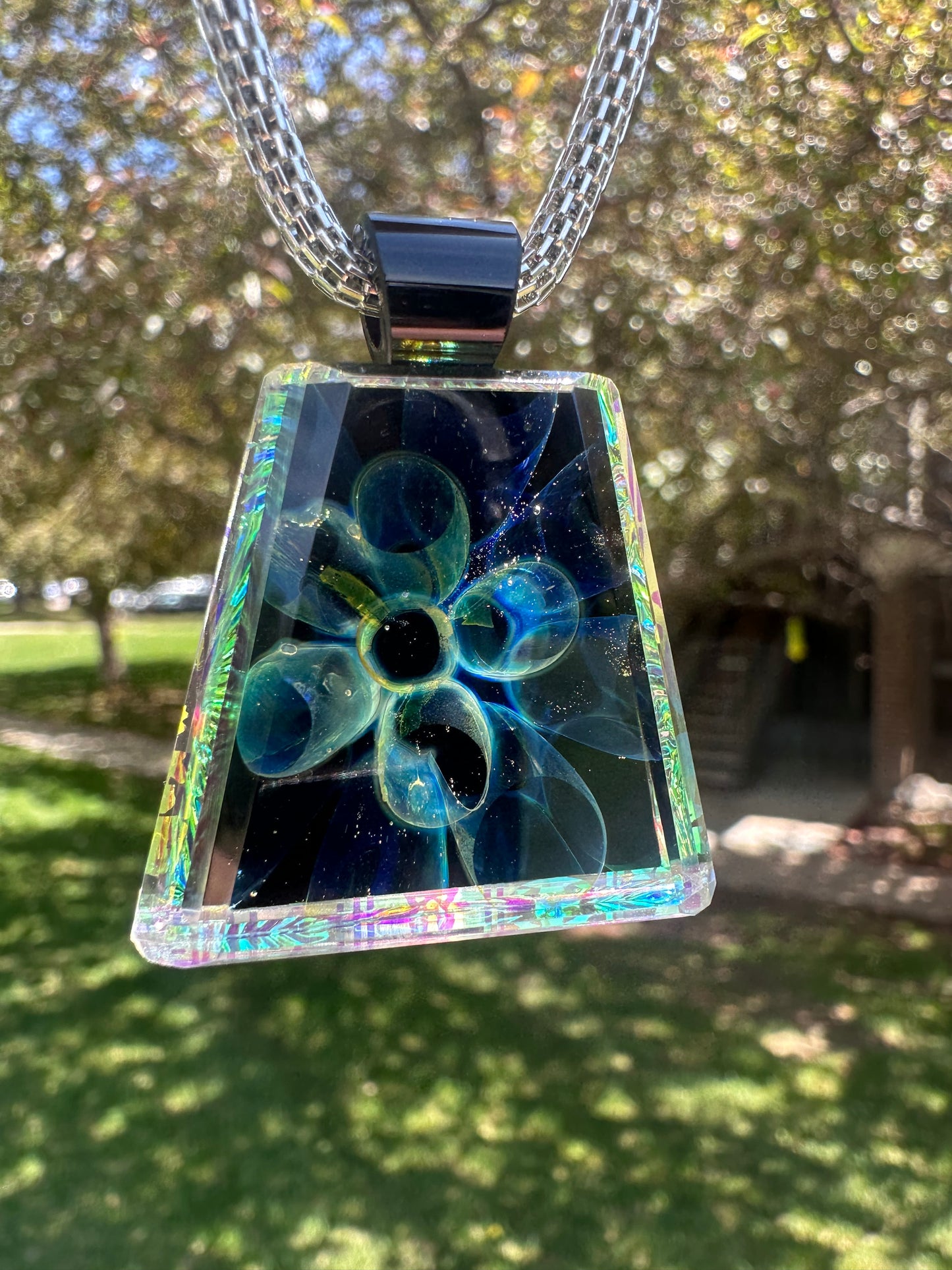 Golden fume tech pendant.