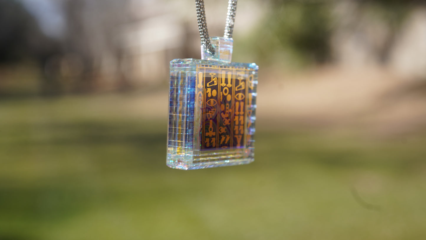multi layered etched dichroic pendant