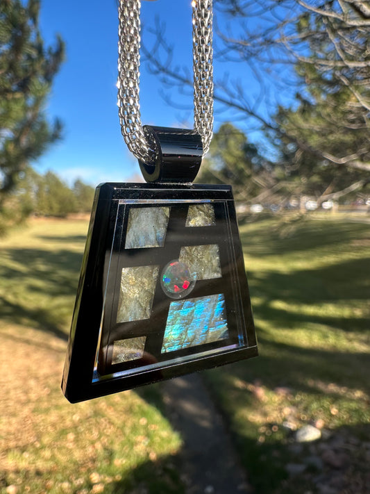 Labradorite and dichroic glass