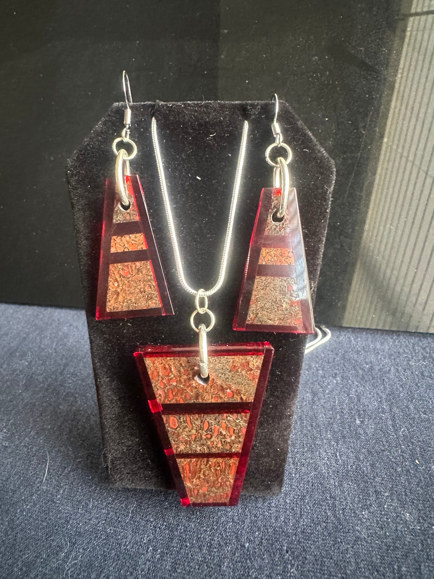 Dinosaur bone necklace and earring set