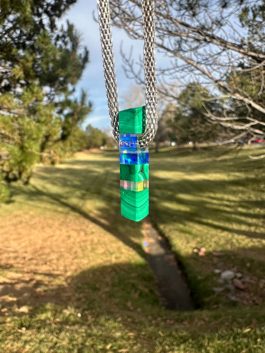 Malachite/blue opal/Dichroic glass