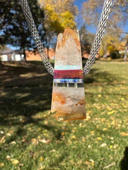 Tangerine quartz with chrysocolla