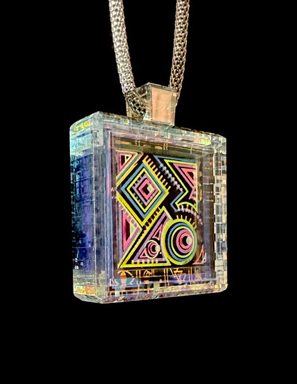 multi layered etched dichroic pendant