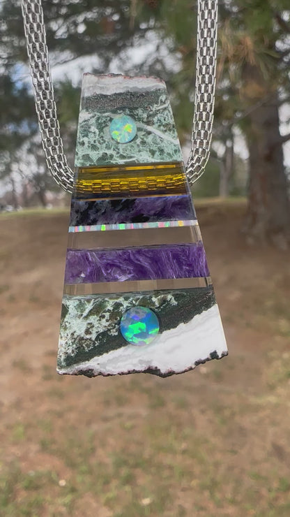 Green zebra jasper/purple charoite