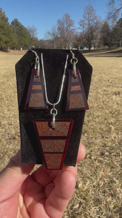 Dinosaur bone necklace and earring set