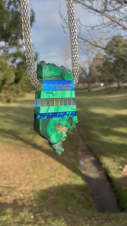 Malachite/blue opal/Dichroic glass