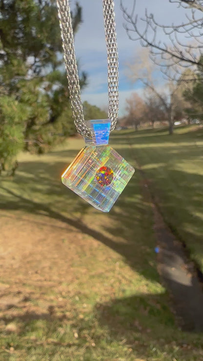 Dichroic glass pendant with Opal